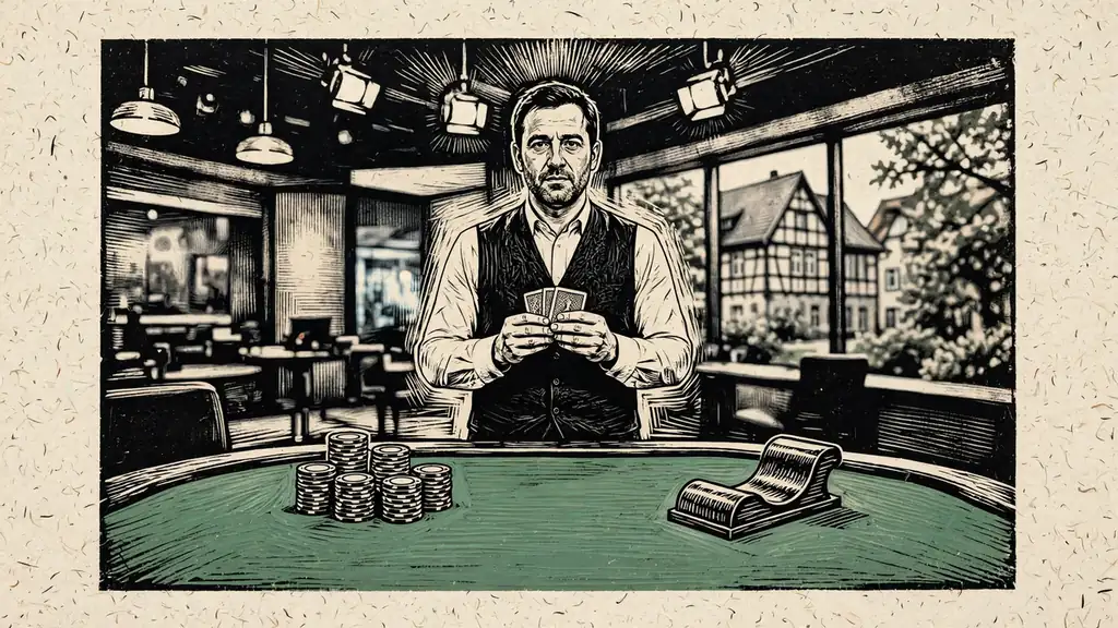 Professioneller Live-Baccarat-Dealer am Spieltisch im Studio
